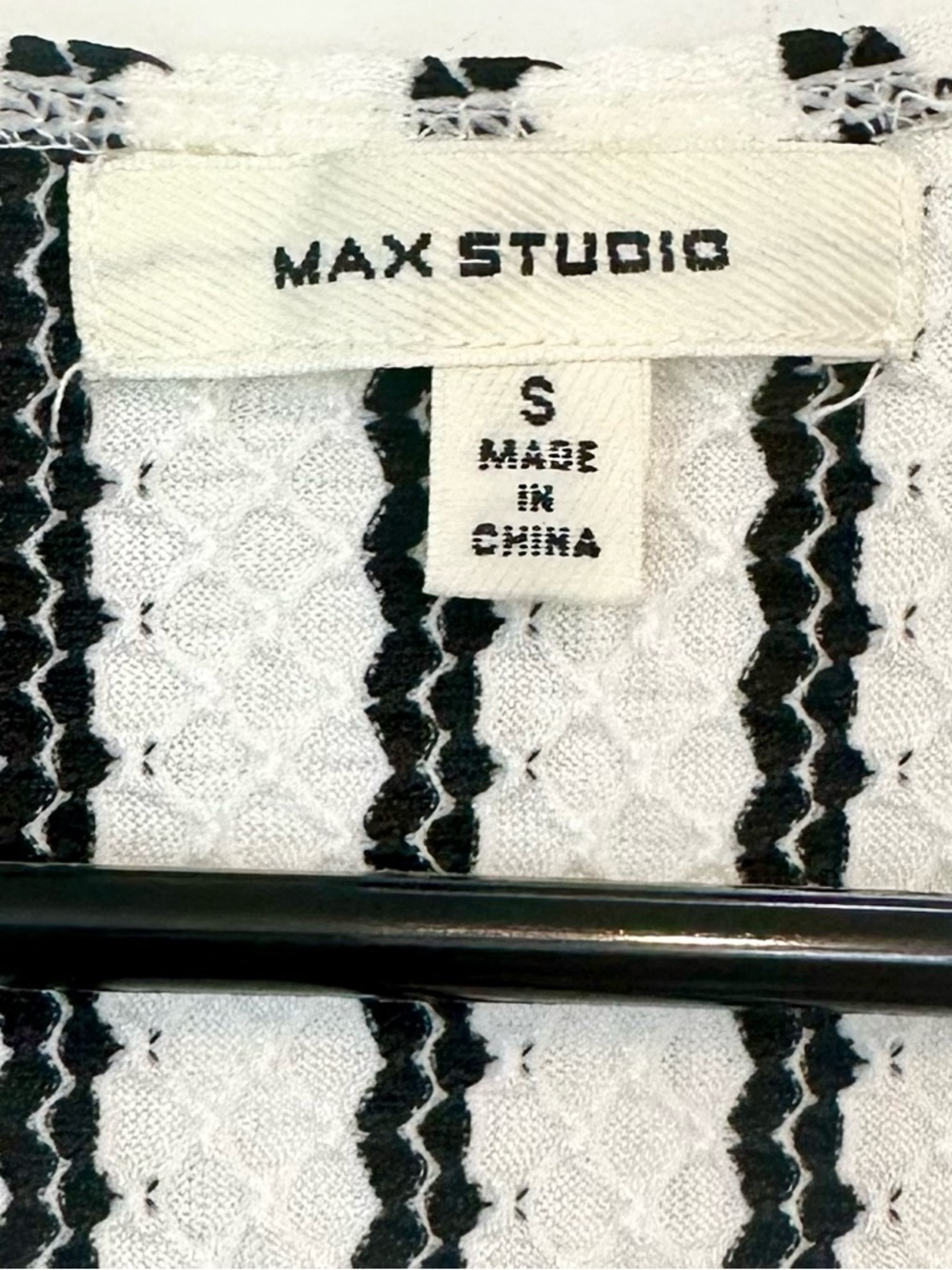 Max Studio Black and White Striped V-Neck Midi Dress - Size: Small - Picture 3 of 8